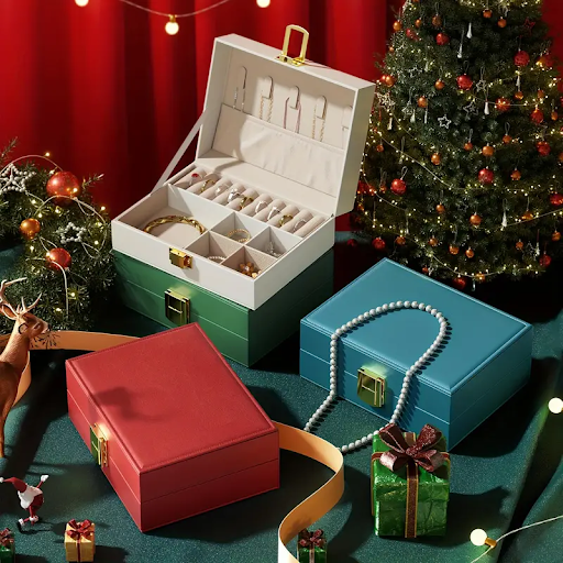 Premier lockable two layer Storage Box Leather Jewelry Box