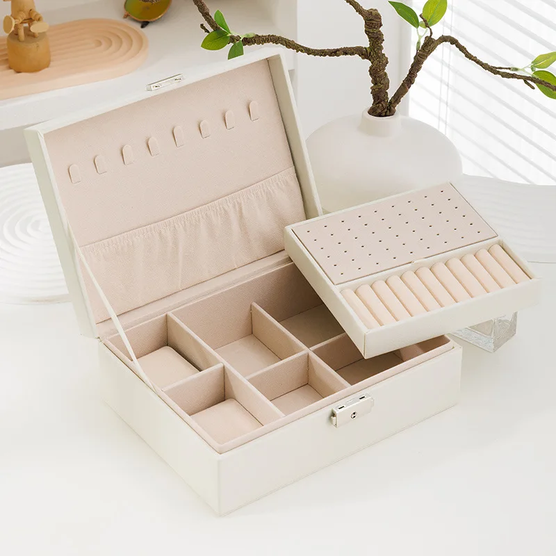 Premier lockable two layer Storage Box Leather Jewelry Box