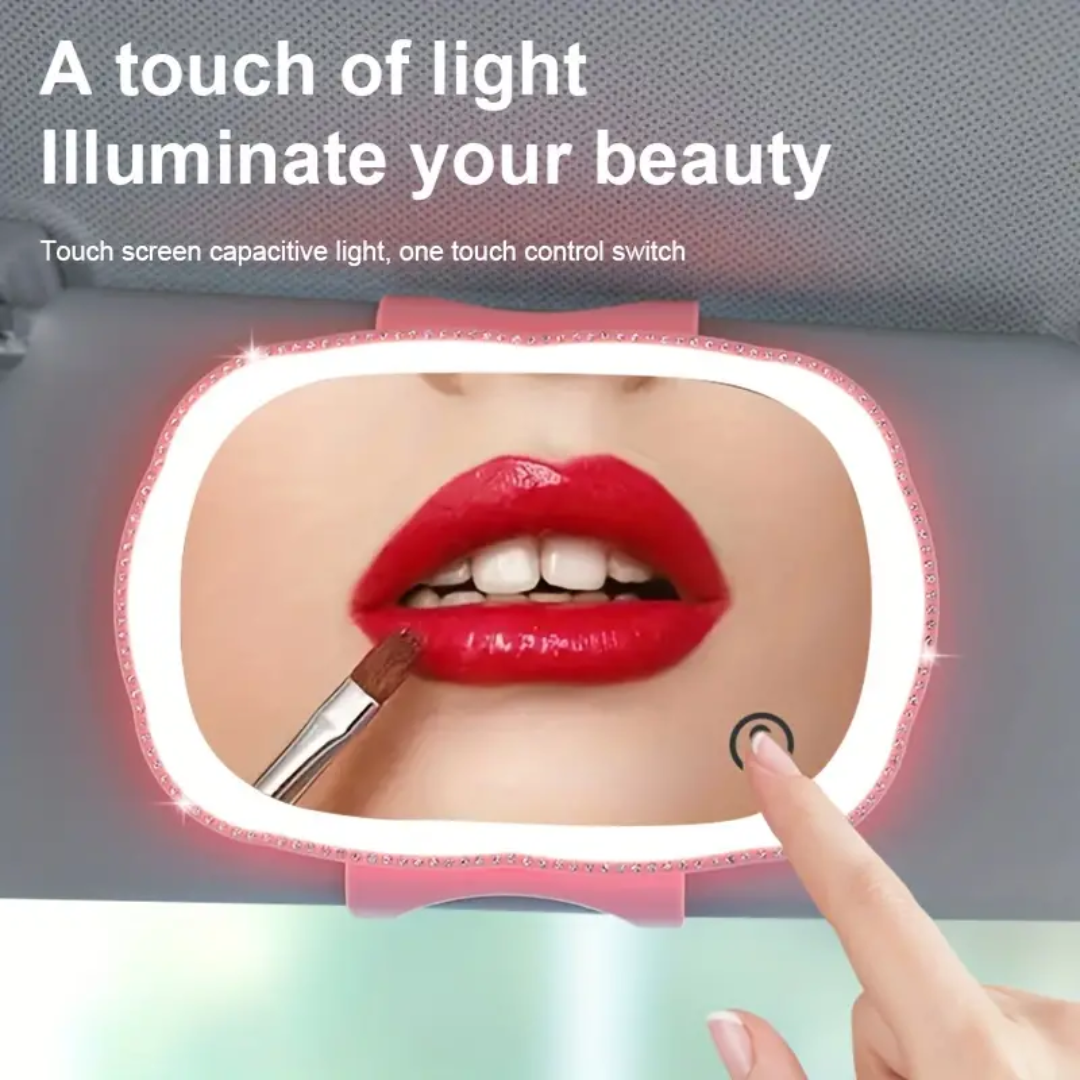 Extra Large Car Mirror with LED Lights – Portable Makeup Mirror for Perfect Touch-Ups On the Go Rechargable
