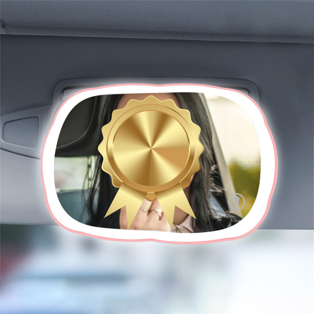 Extra Large Car Mirror with LED Lights – Portable Makeup Mirror for Perfect Touch-Ups On the Go Rechargable