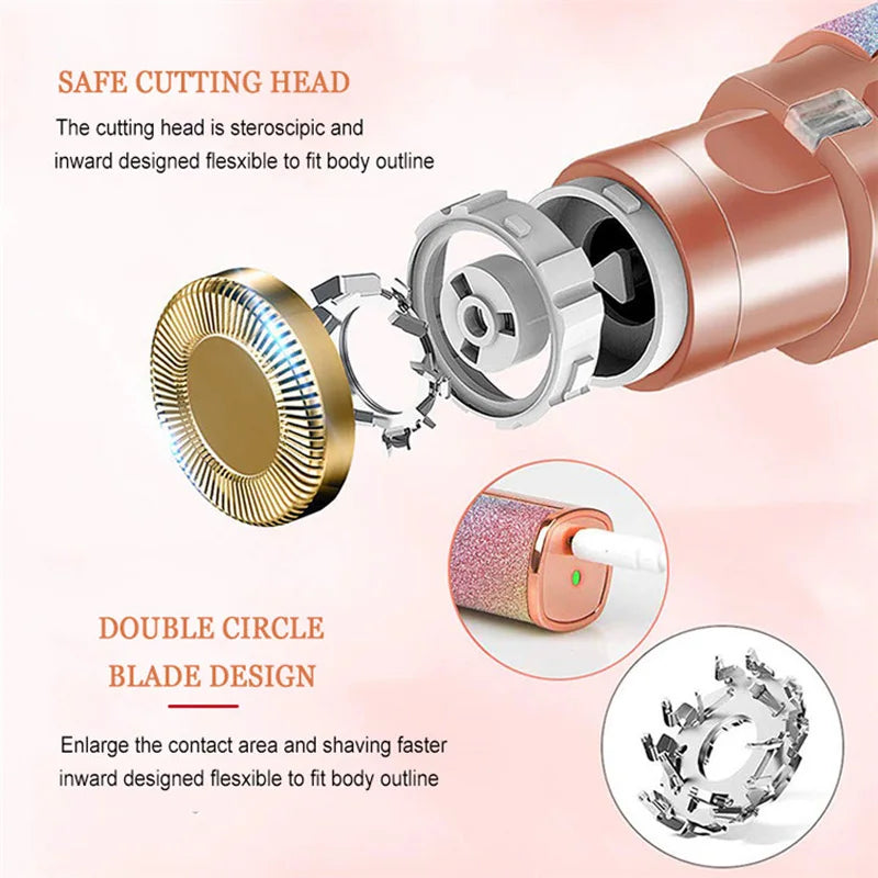 Rechargeable 2-in-1 Eyebrow Trimmer & Facial Hair Remover for Women– USB Charging, Painless & Portable